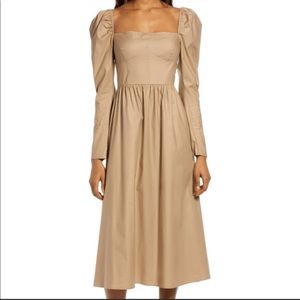 NWT Reformation Luce Long Sleeve Maxi Dress in Khaki / Tan